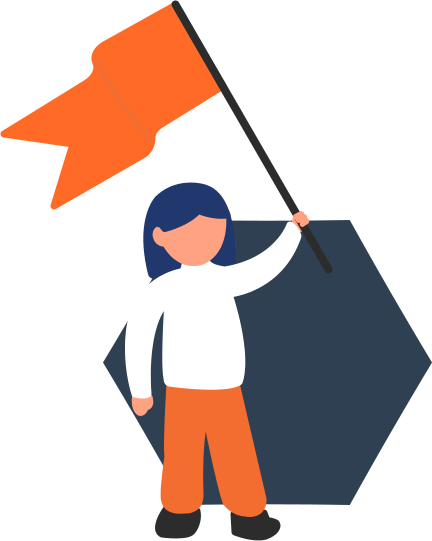 Person holding a flag.